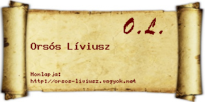 Orsós Líviusz névjegykártya